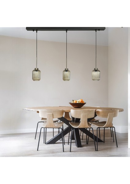 Wingmn Üçlü Bal Rengi Cam Avize Ince Eskitme Başlık Retro Sarkıt Restoran Salon Aydınlatma