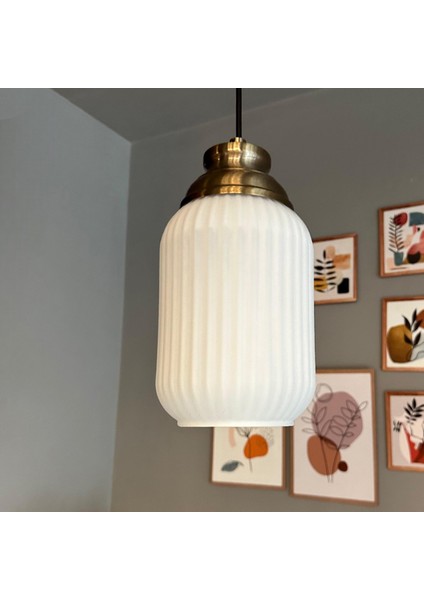 Wingmn Beyaz Cam Tekli Avize Eskitme Kum Saati Başlık Retro Sarkıt Lamba Restoran Salon Aydınlatma