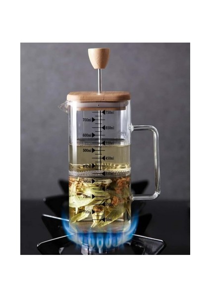 Isıya Dayanıklı Cam Ölçekli Sürahi French Press 750 ml Çay Kahve Demlik Filtre Kahve Demleme Kabı fiyatları