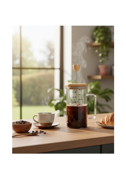 Isıya Dayanıklı Cam Ölçekli Sürahi French Press 750 ml Çay Kahve Demlik Filtre Kahve Demleme Kabı fırsatları