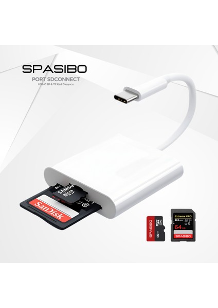 Port Sdconnect | Usb-C / Type-C - Sd Kart ve Micro Sd Kart Okuyucu ile Iphone, Ipad, Android & Macbook’a Hızlı Fotoğraf ve Video Aktarımı