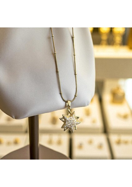 316L Çelik Kadın Kolye Gold Yıldız Figürlü Gold Kolye Dönen Uçlu Paslanmaz Suya Dayanıklı Zarif Takı Hediyelik Gold Kolye fiyatları