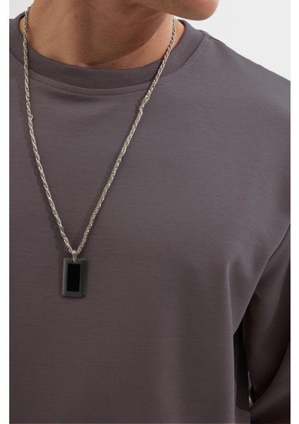 Erkek Relax Fit Rahat Kesim %100 Pamuk 2 Iplik Bisiklet Yaka Koyu Gri Sweatshirt modelleri