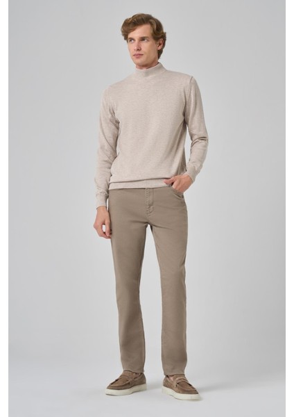 Erkek Koyu Bej Basic Yarım Balıkçı Yaka Dynamic Fit Rahat Kesim Triko fiyatları