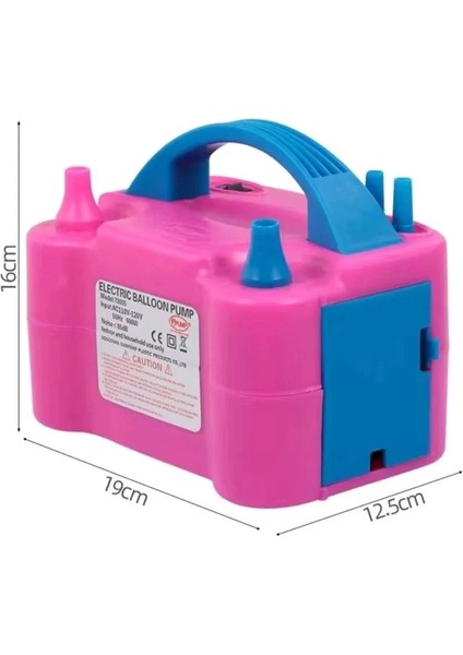 Çift Çıkışlı Balon Şişirme Makinası, Elektrikli Balon Pompası 73005 Pembe Mavi