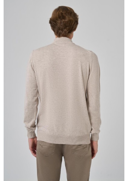 Erkek Koyu Bej Basic Yarım Balıkçı Yaka Dynamic Fit Rahat Kesim Triko indirimleri