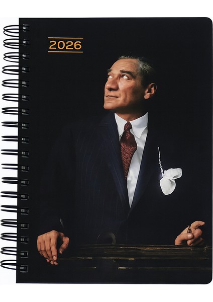 2026 - 17X24 Atatürk Günlük Spiralli Ajanda - Cumhurbaşkanı