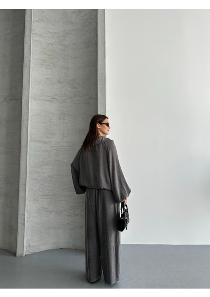 Açık Yaka Büzgülü Oversize Takım modelleri