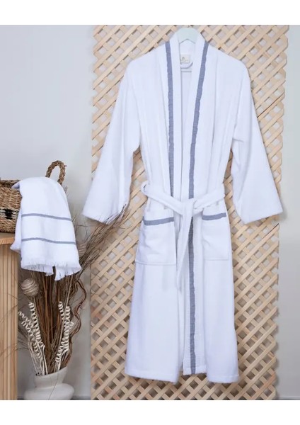 Aurelia Ecru-Grey Pamuklu Bornoz