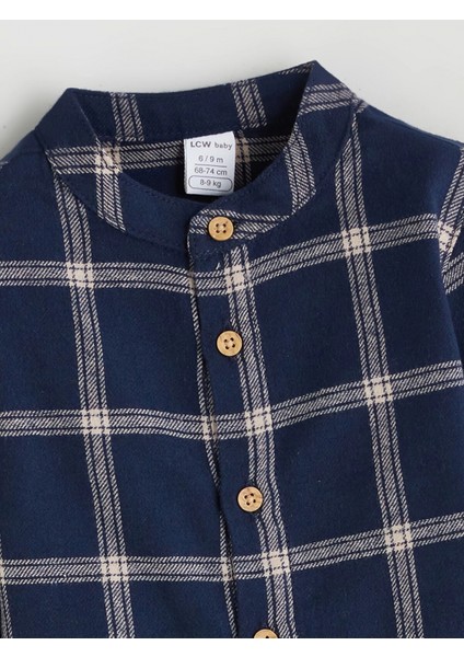 Lcw Baby Lacivert Ekose Erkek Bebek Gömlek ve Pantolon 2'li modelleri