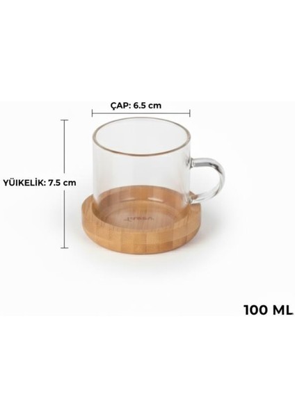 12 Parça Cam Kahve Sunum Seti Bambu Altlıklı Fincan Takımı fırsatları