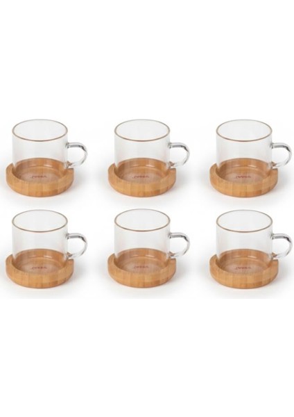 12 Parça Cam Kahve Sunum Seti Bambu Altlıklı Fincan Takımı indirimleri