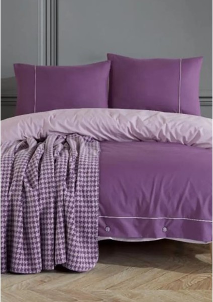 Stylish Pamuk Battaniyeli Çift Kişilik Nevresim Takımı-Mor fiyatları
