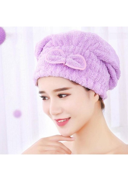 Yumuşak Saç Kurutma Bone Havlusu Saç Kurutma Havlusu Lastikli Fiyonklu