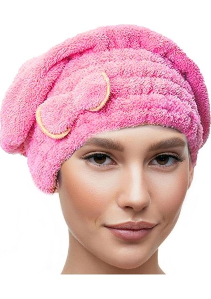 Yumuşak Saç Kurutma Bone Havlusu Saç Kurutma Havlusu Lastikli Fiyonklu