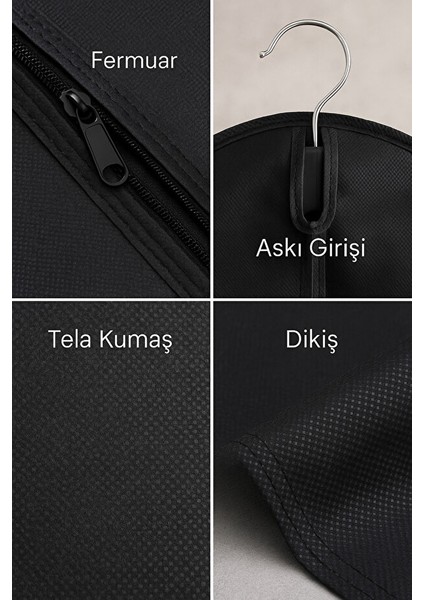 Siyah Tela Kumaş Elbise Kılıfı – 60X100 cm Takım Elbise Koruma Hurcu fırsatları