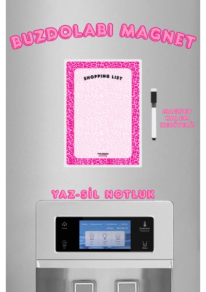 Yaz Sil Notluk Pembe Leopar Desen Shopping List Ev Dekorasyon Magnetli Buzdolabı Notluk fiyatları