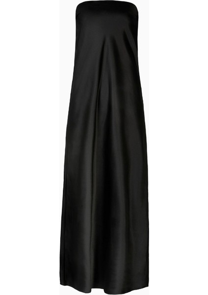 Satin Cowl Back Maxi Dress Strapless Bias Cut Longline Gown Kadın Elbise fiyatları