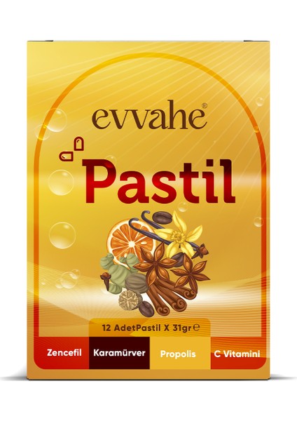 Pastil 12 adet(Zencefil, Karamürver, Propolis, C vitamini İçeren Pastil Takviye Edici Gıda) modelleri