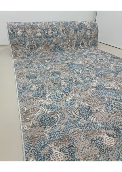 Dinar Diana Mavi Bej Kaymaz Taban Kesme Yolluk Halı Modern Desen modelleri