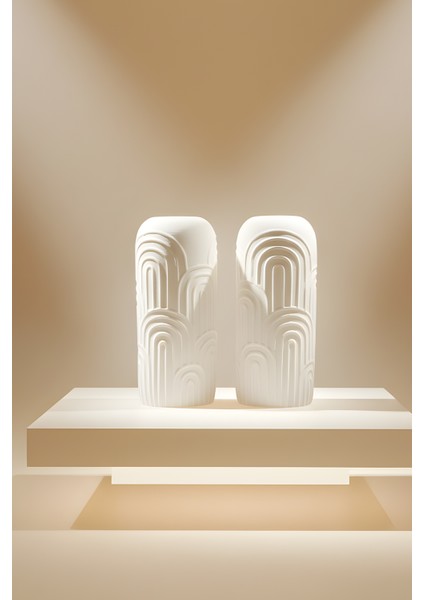 Bohem Desenli Beton Biblo 2’li Set – Dekoratif Modern Tasarım modelleri