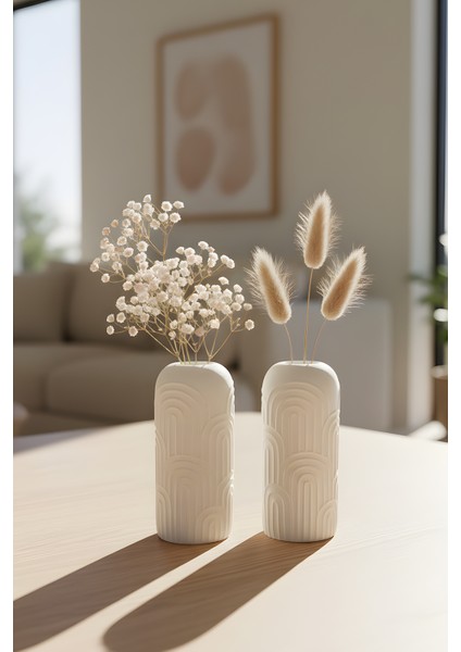 Bohem Desenli Beton Biblo 2’li Set – Dekoratif Modern Tasarım indirimleri