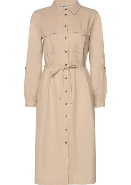 15278720 Onlcaro Ls Lınen Bl L Shırt Dress cc Pnt