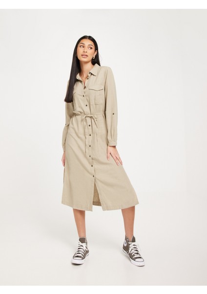 15278720 Onlcaro Ls Lınen Bl L Shırt Dress cc Pnt modelleri