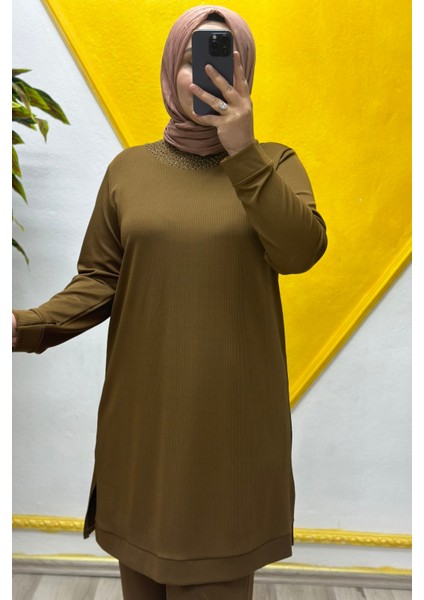 Kadın Tesettür Giyim Büyük Beden Pantolonlu Ecrin Ikili Takım modelleri