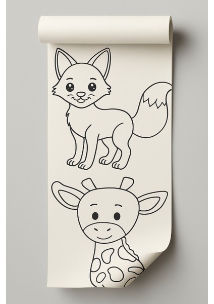 Dikey Hayvanlar Boyama Rulosu | 4 Metrelik Duvara Asılabilir Çocuk Aktivite Kağıdı | Eğitici ve Eğlenceli Boyama Kağıdı fiyatları