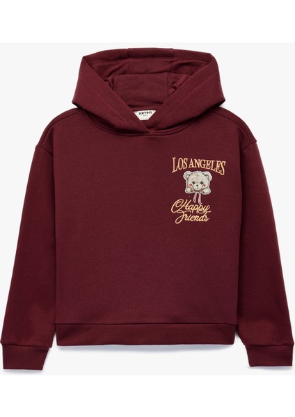 Pamuklu Uzun Kollu Baskılı Kapşonlu Sweatshirt