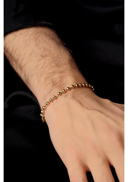 14 Ayar Altın Sıralı Topcuklar Bileklik Erkek fiyatları