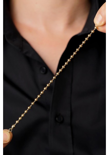 14 Ayar Altın Sıralı Topcuklar Bileklik Erkek indirimleri