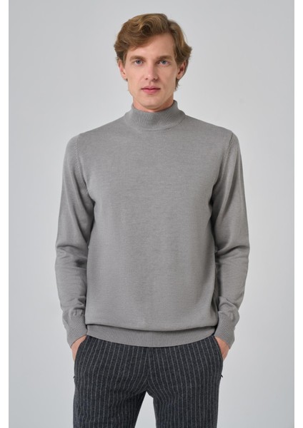 Erkek Koyu Gri Basic Yarım Balıkçı Yaka Dynamic Fit Rahat Kesim Triko modelleri