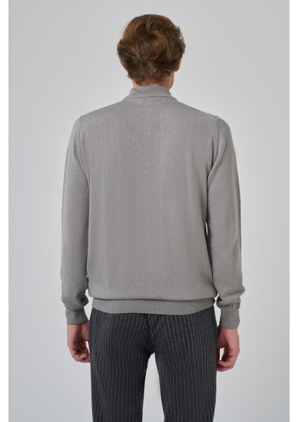 Erkek Koyu Gri Basic Yarım Balıkçı Yaka Dynamic Fit Rahat Kesim Triko indirimleri