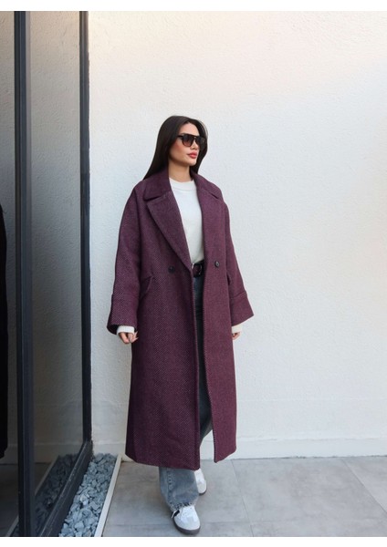 Balıksırtı Desen Cepli Uzun Kaban fırsatları