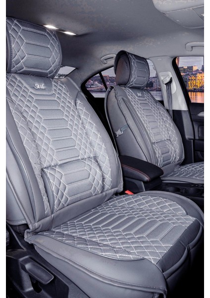 Seat Ateca Deri Oto Koltuk Kılıfı Ön Arka Takım Füme Royal Serisi Scr