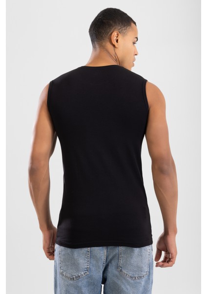Erkek Bisiklet Yaka Kolsuz Pamuklu Body Fanila Tişört Siyah fiyatları