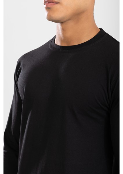 Erkek Bisiklet Yaka Uzun Kol Fanila Tişört Siyah fırsatları