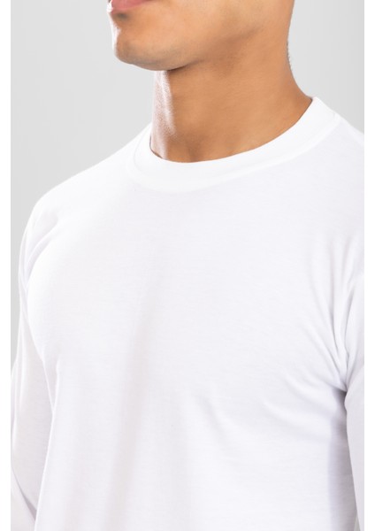 Erkek Bisiklet Yaka Uzun Kol Fanila Tişört Beyaz fiyatları