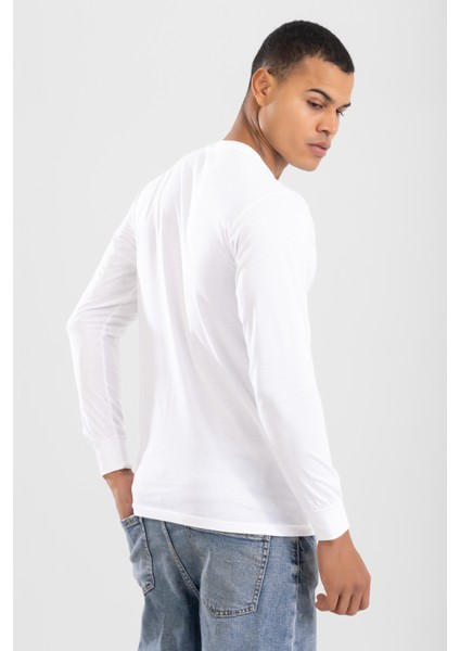 Erkek Bisiklet Yaka Uzun Kol Fanila Tişört Beyaz modelleri