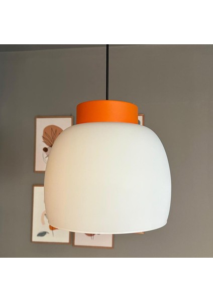 Dijon Beyaz Cam Sarkıt Avize Turuncu Başlık Salon Mutfak Avizeleri Pastane Modelleri fiyatları