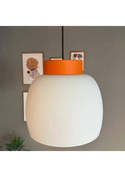 Dijon Beyaz Cam Sarkıt Avize Turuncu Başlık Salon Mutfak Avizeleri Pastane Modelleri fırsatları