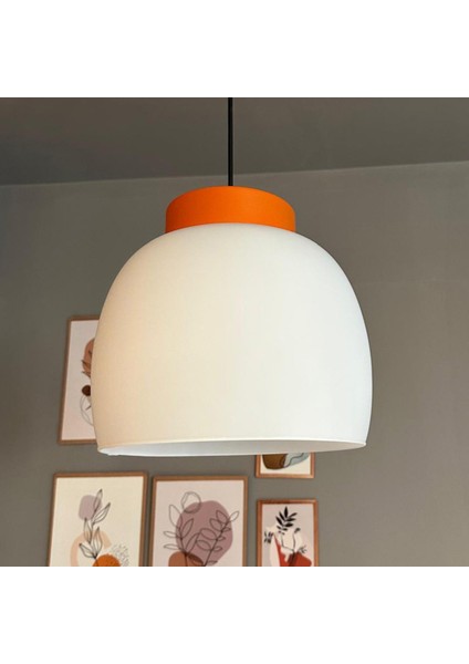 Dijon Beyaz Cam Sarkıt Avize Turuncu Başlık Salon Mutfak Avizeleri Pastane Modelleri indirimleri