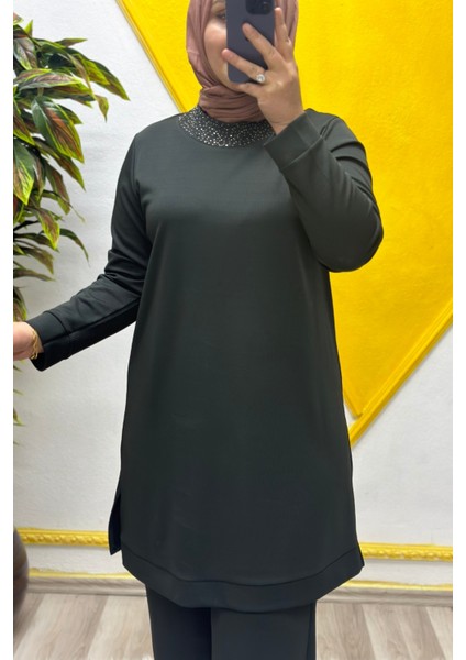 Kadın Tesettür Giyim Büyük Beden Pantolonlu Ecrin Ikili Takım modelleri