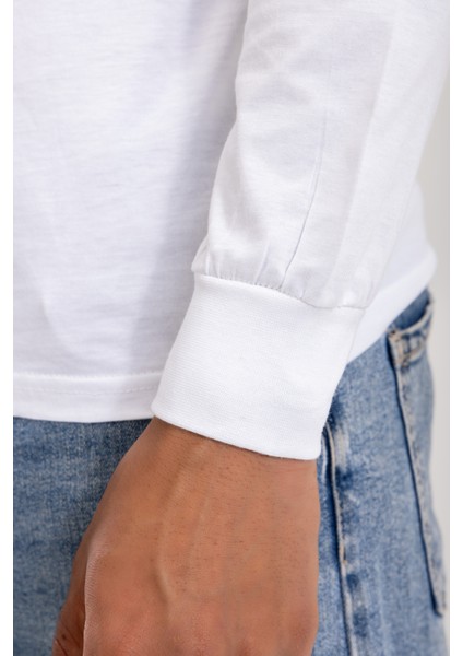 Erkek Bisiklet Yaka Uzun Kol Fanila Tişört Beyaz fırsatları