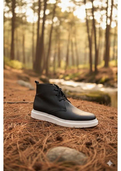 ZRJ207 Bağcıklı Ortopedik Taban Siyah Beyaz Erkek Spor Bot fiyatları