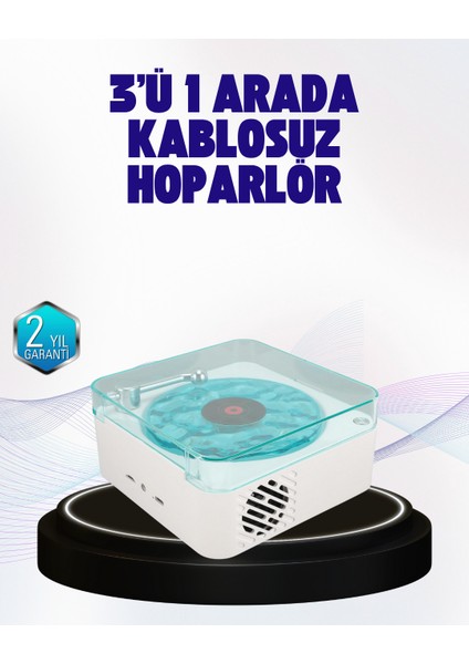 Dekoratif Gece Işıklı Bluetooth Hoparlör – Zaman ve Pil Ekranlı