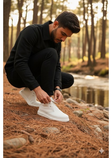 ZRJ207 Bağcıklı Ortopedik Taban Beyaz Erkek Spor Bot modelleri