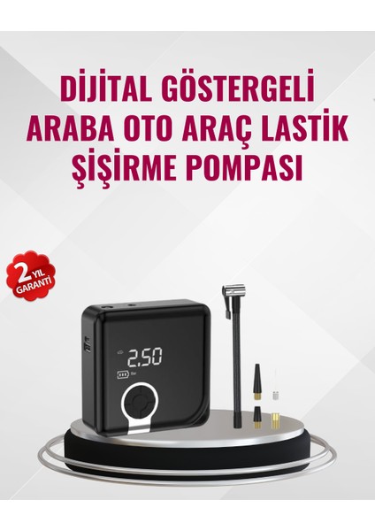 Kompakt Tasarımlı LED Işıklı Taşınabilir Hava Kompresörü